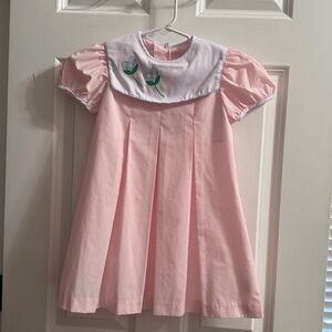 EUC TBBC Bunny Phipps Frock - Palm Beach Pink with Tulip Applique size 5